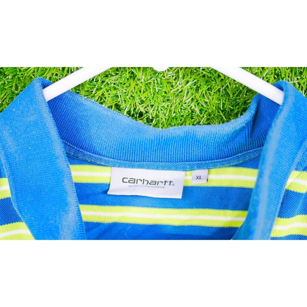 Carhartt Youth Short Sleeve Polo Green, White and Blue Stripe - Youth XL - Picture 4 of 4